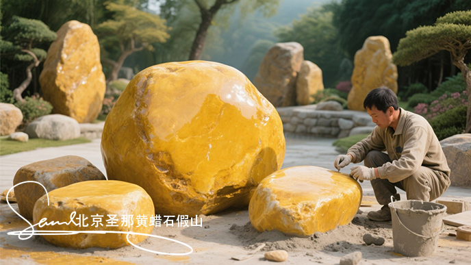 黃蠟石假山