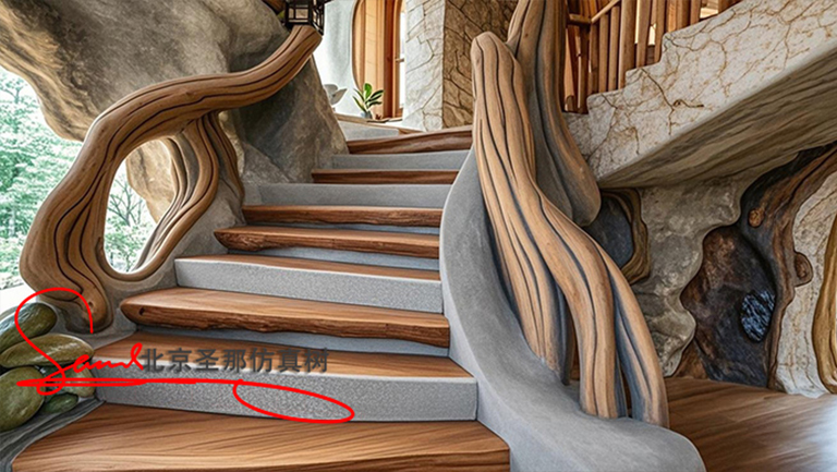 水泥仿木樓梯