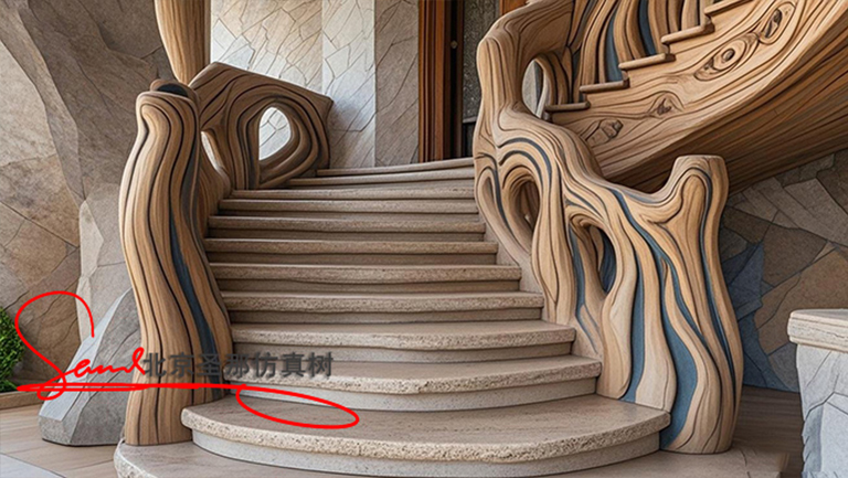 水泥仿木樓梯