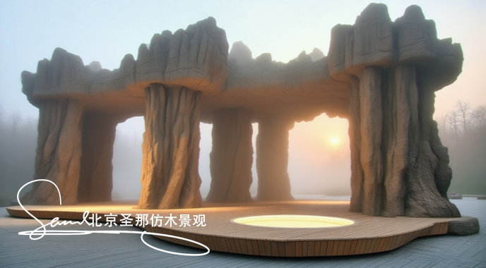 水泥仿木觀光臺